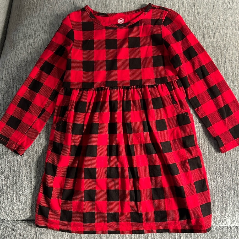 Red and Black Buffalo Plaid long sleeve dress